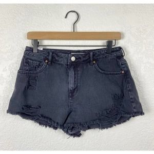 🖤 3/$25 sale!! Pacsun black distressed raw hem denim jean shorts 28